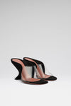 Mackenzie 90 luxury black suede and transparent Pvc slippers 