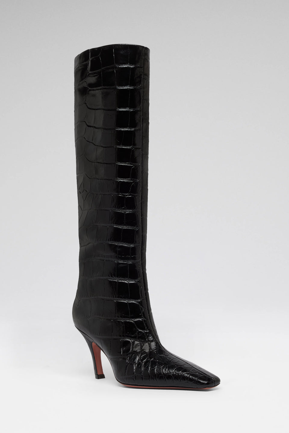 Mona 80 luxury black printed croc boots 