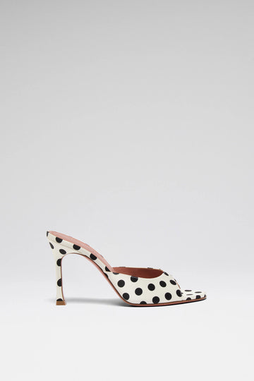 Alexa Slipper 95 Ivory Polka Dot Satin