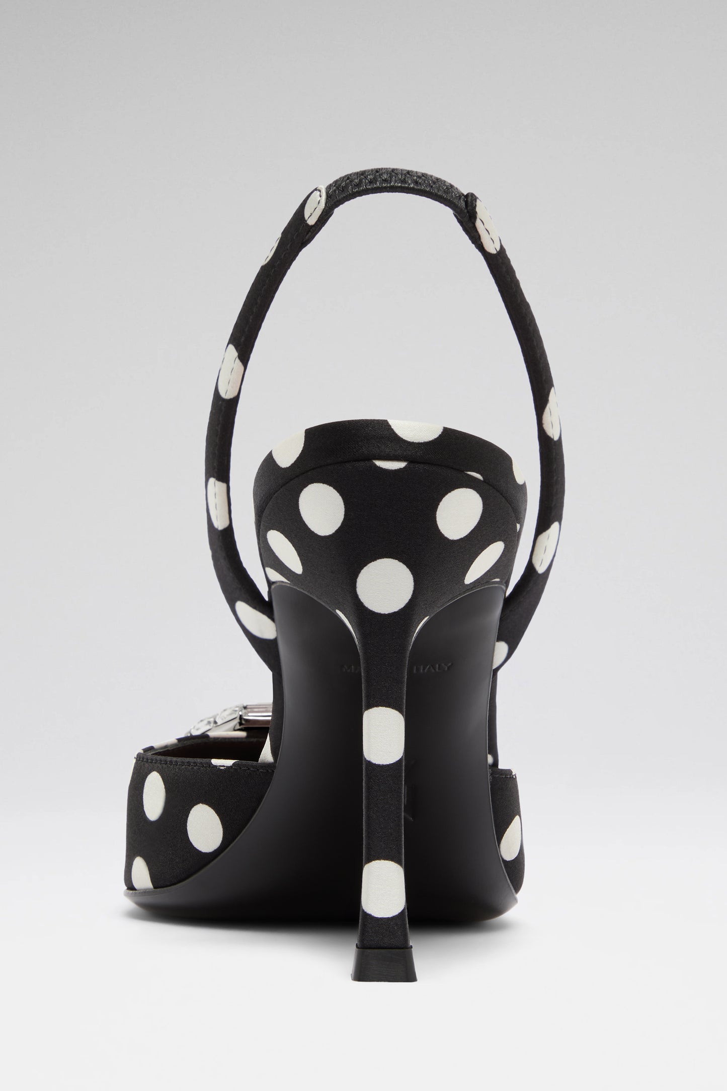 Camelia Sling 90 Black Polka Dot Satin