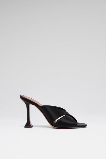 Salma 95 luxury black satin slippers 