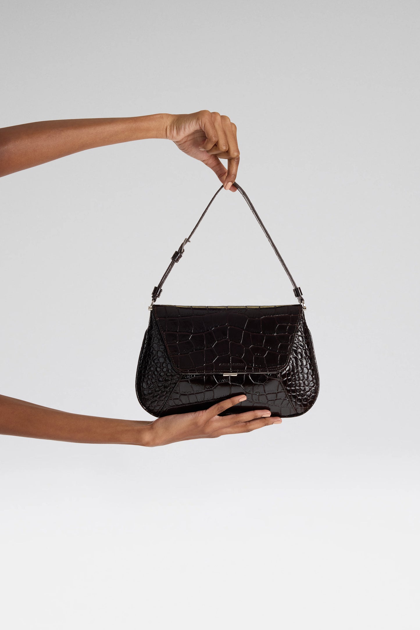 Ami Bag Brown Shiny Croco