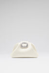 White Camelia luxury satin clutch