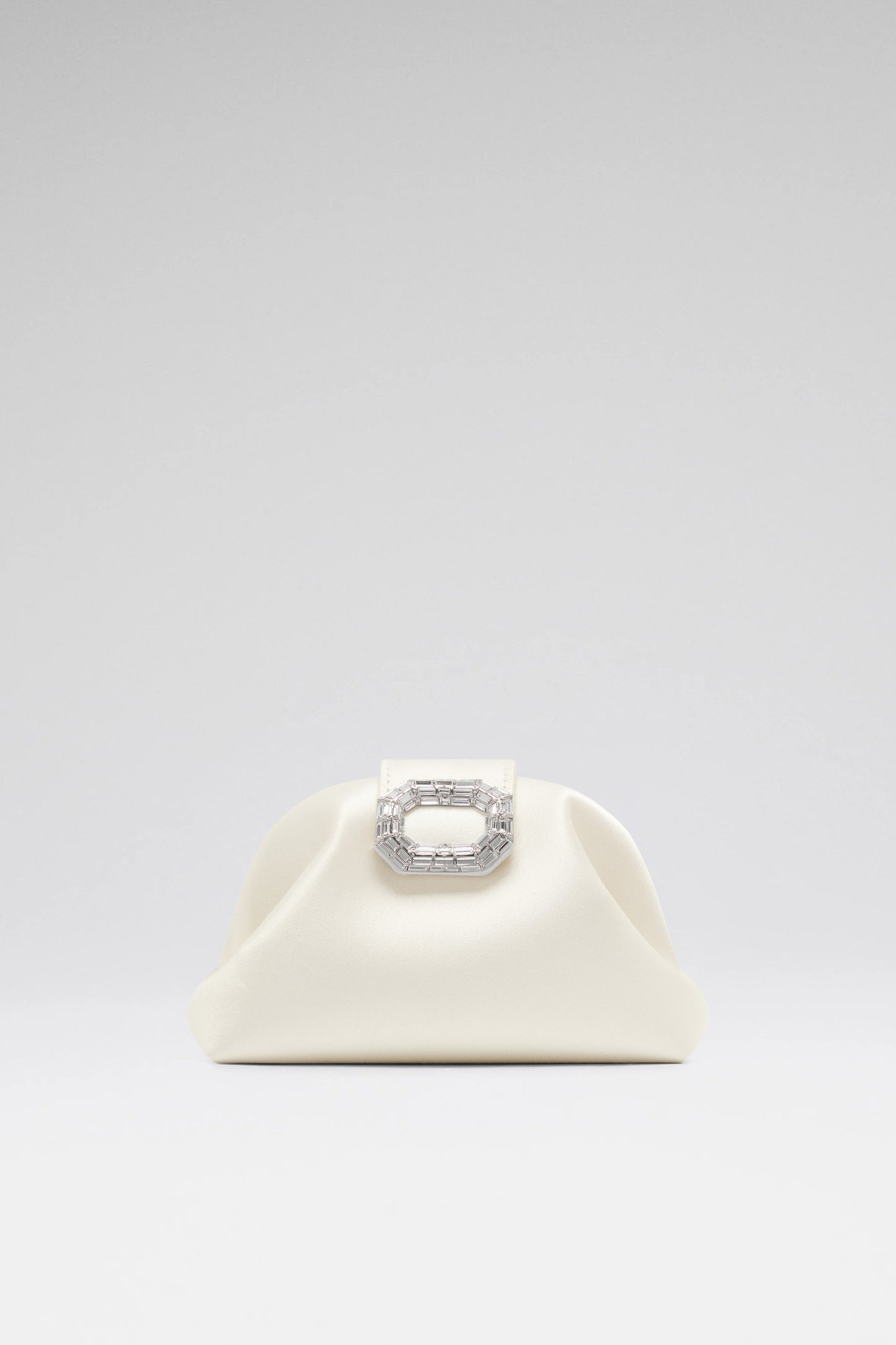 White Camelia luxury satin clutch