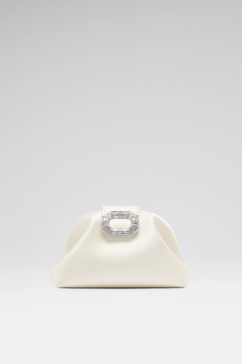White Camelia luxury satin clutch