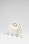White Camelia luxury satin clutch