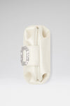 White Camelia luxury satin clutch