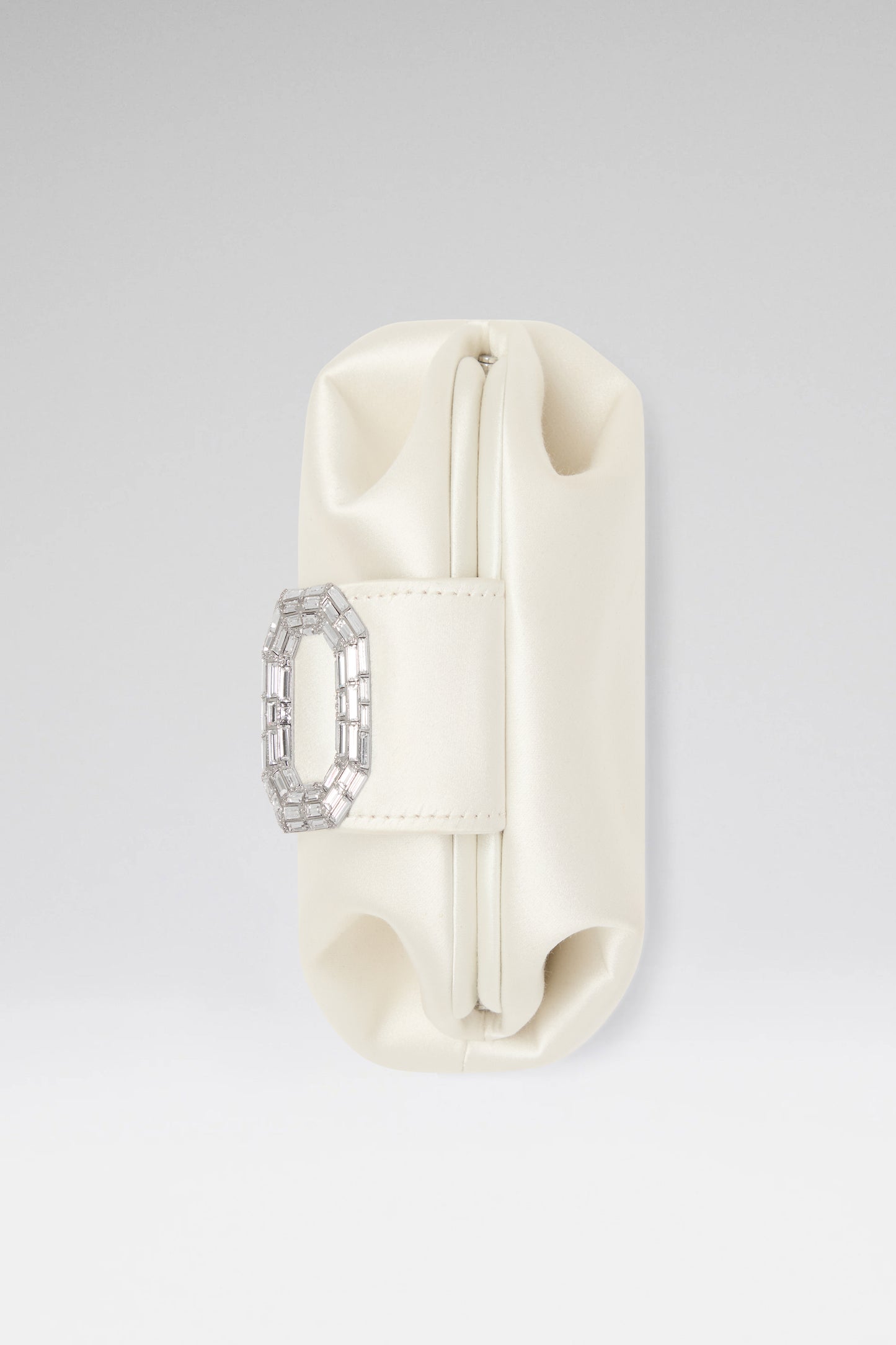 White Camelia luxury satin clutch