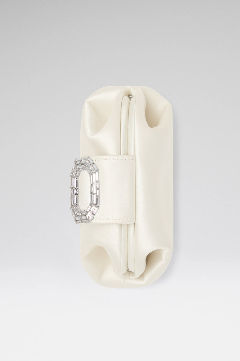 White Camelia luxury satin clutch