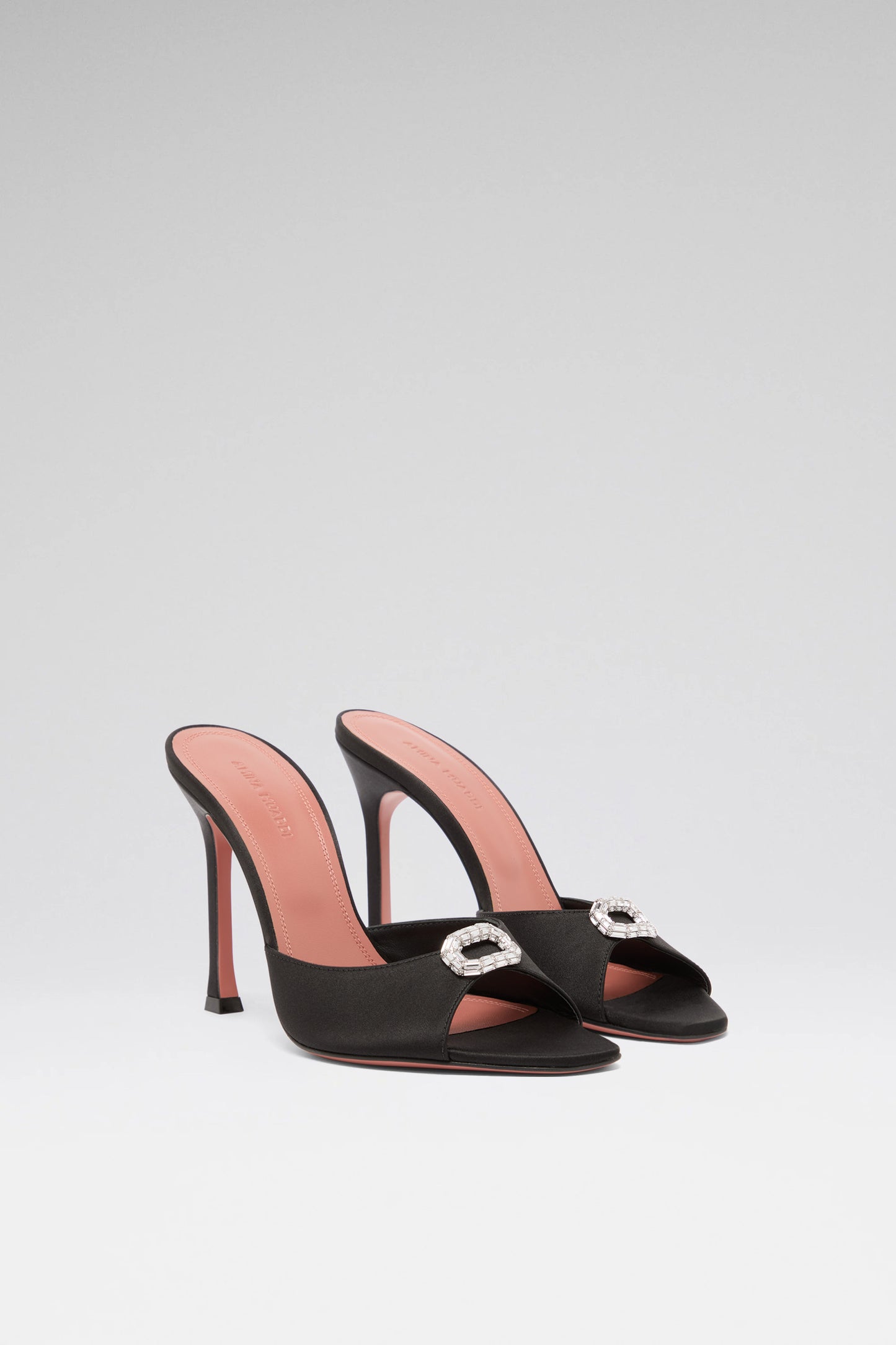 Mini Camelia 105 luxury black satin slippers