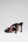 Mini Camelia 105 luxury black satin slippers for women