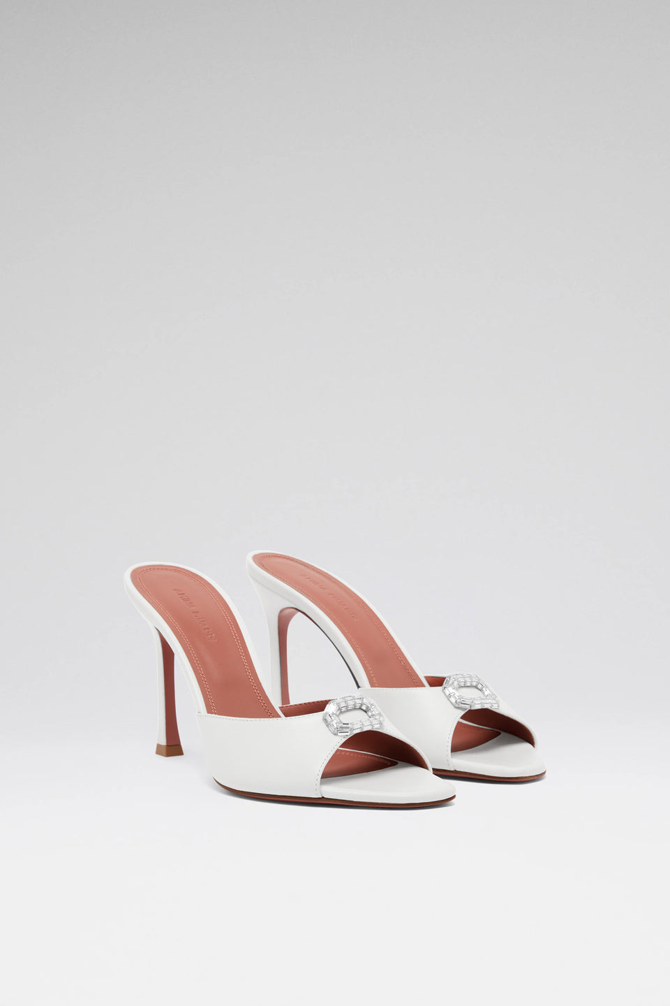 Mini Camelia 95 luxury white nappa slippers