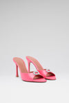 Mini Camelia 95 luxury coral satin slippers