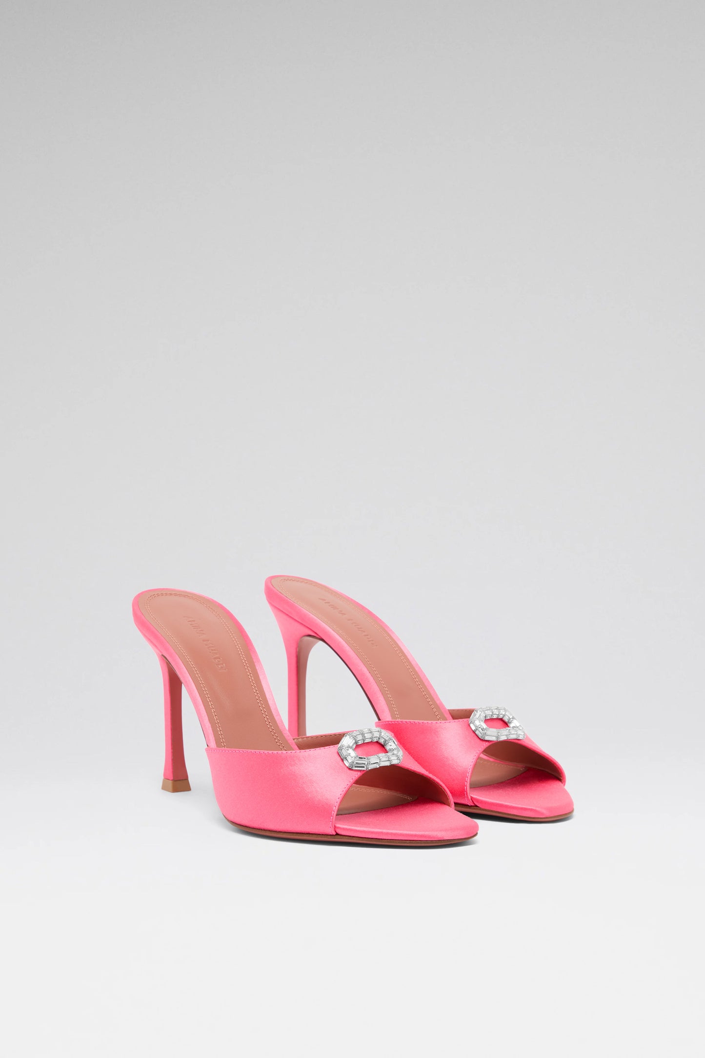 Mini Camelia 95 luxury coral satin slippers