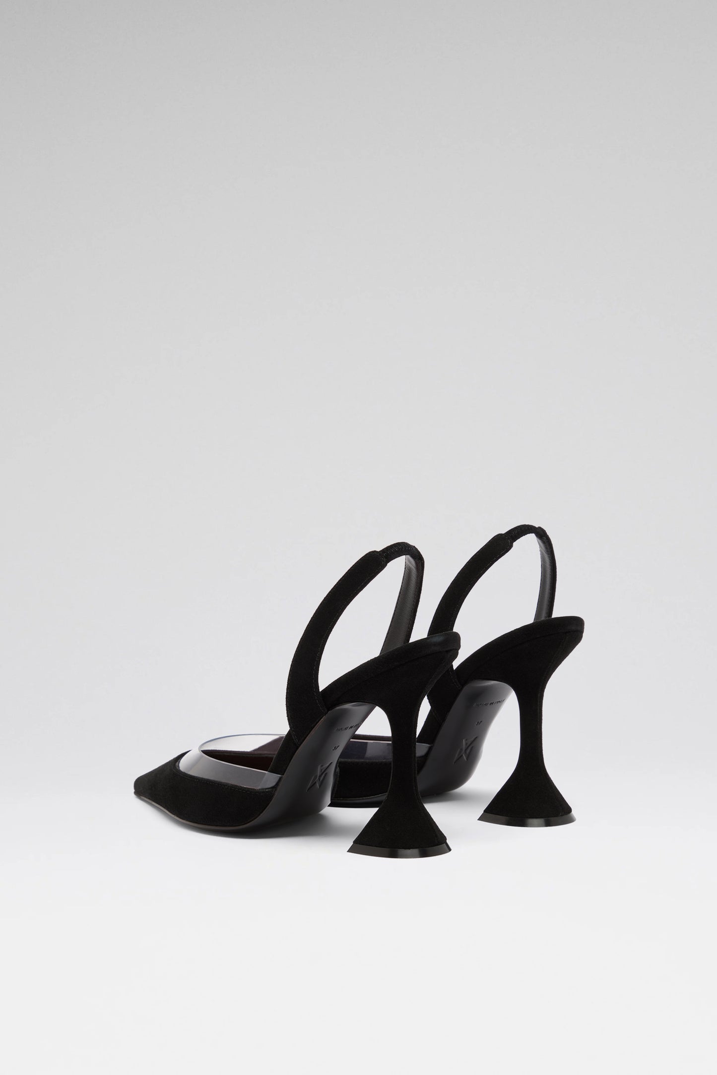 Lara 95 luxury black transparent suede pvc slingbacks for women