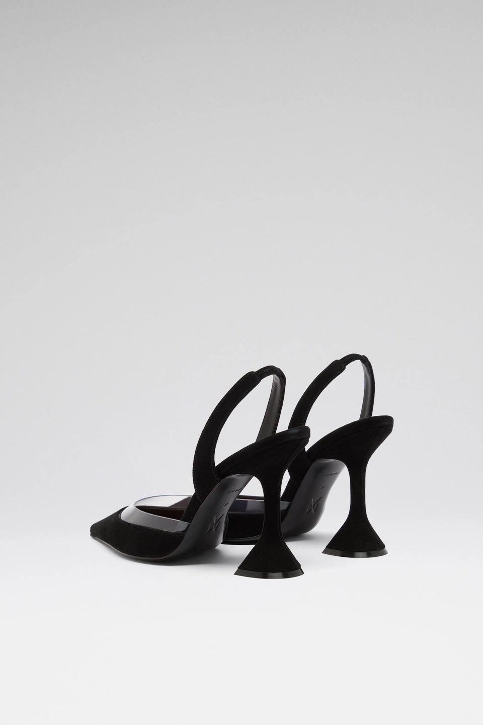 Lara 95 luxury black transparent suede pvc slingbacks for women