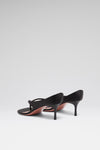 Alexandra 60 luxury black satin thong sandals for women