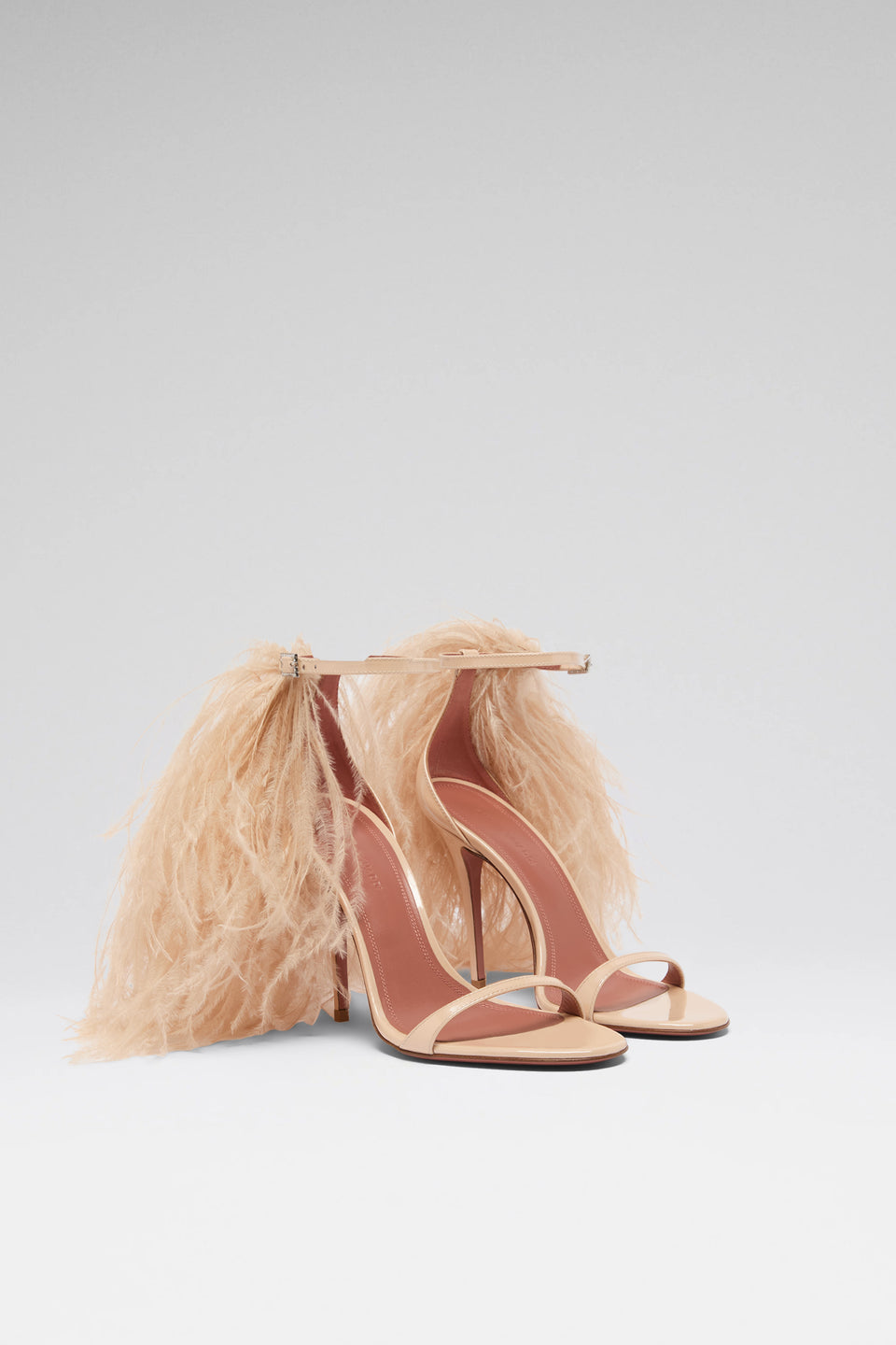 Jerry 105 luxury champagne pearly patent feathers sandals