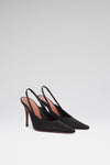 Felicia 100 luxury black satin slingbacks
