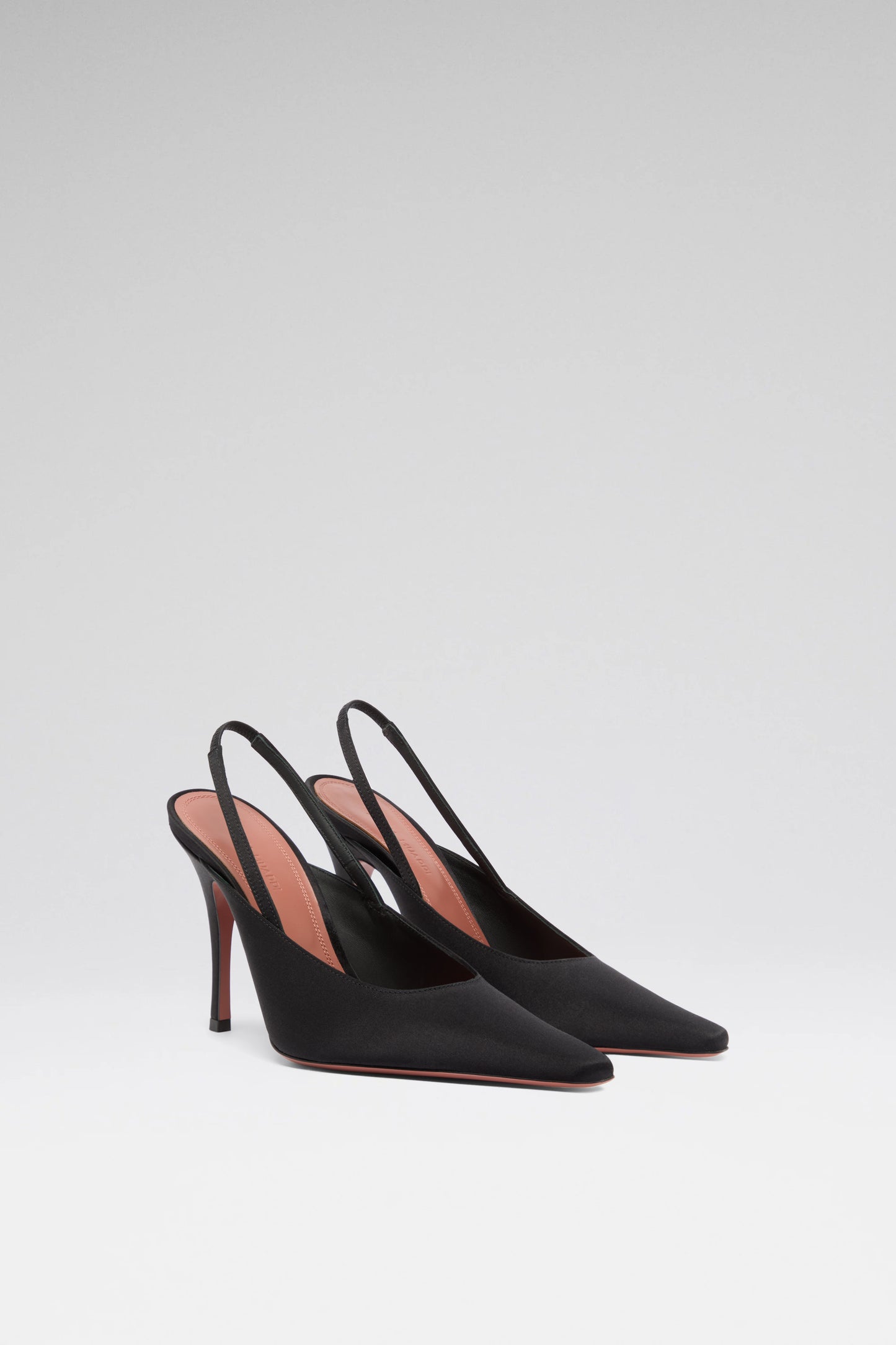 Felicia 100 luxury black satin slingbacks
