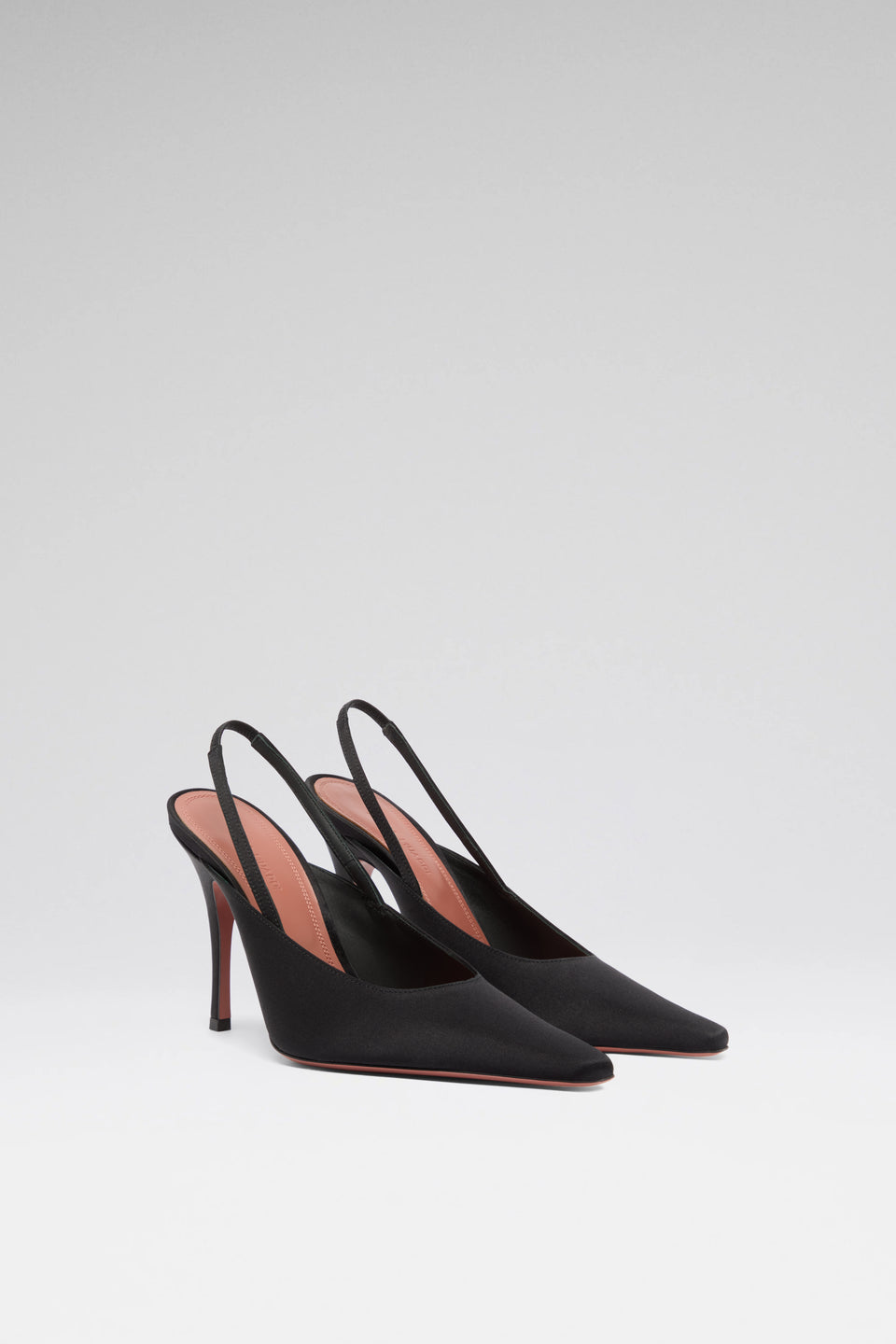 Felicia 100 luxury black satin slingbacks