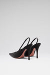 Felicia 100 luxury black satin slingbacks for women