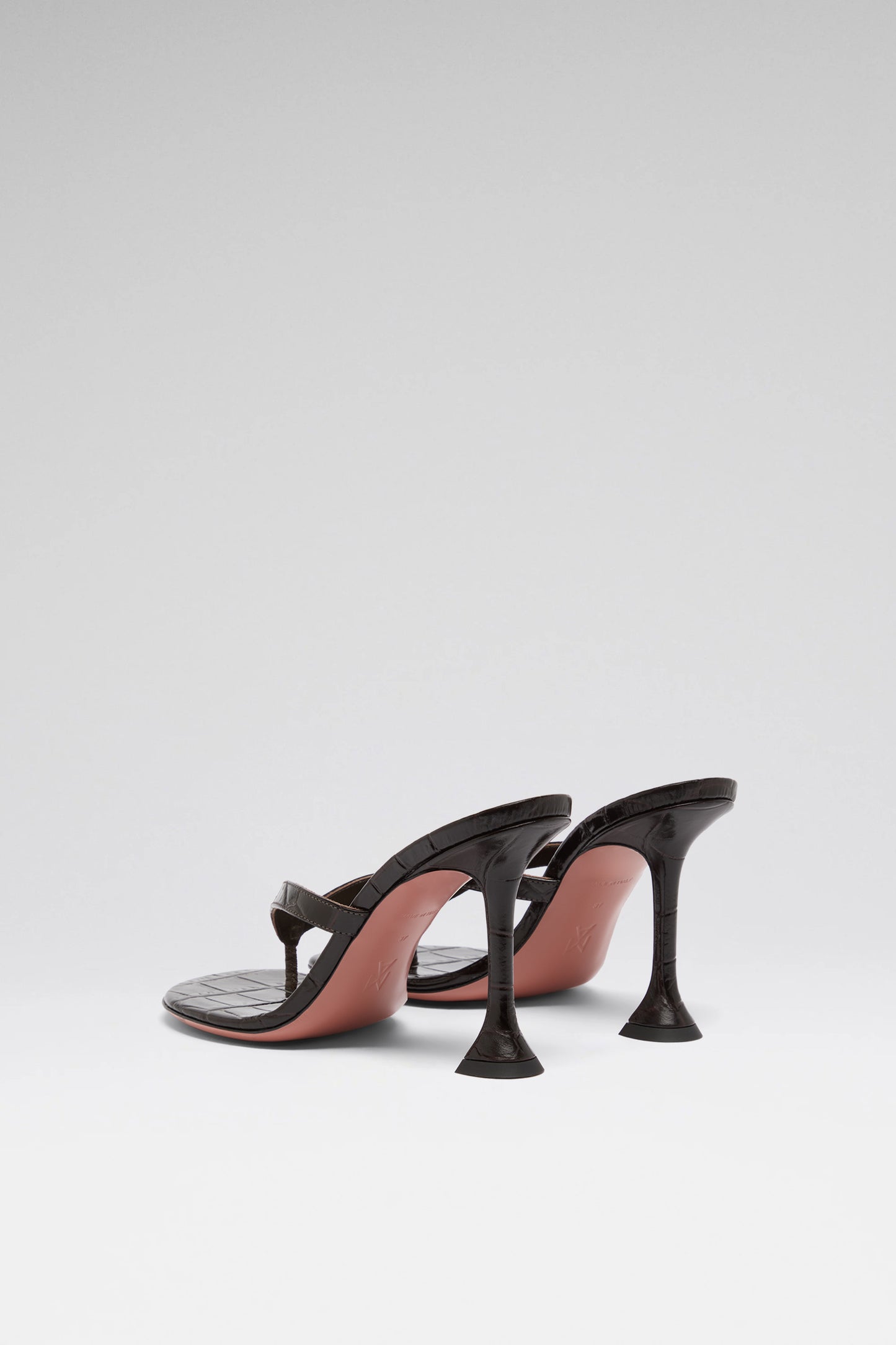 Juliette 95 luxury coffee shiny croc thong sandals for women