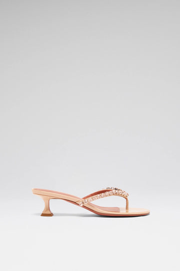 Gigi Thong Sandal 45 Pearly Champagne Patent And Gold Quartz Crystals