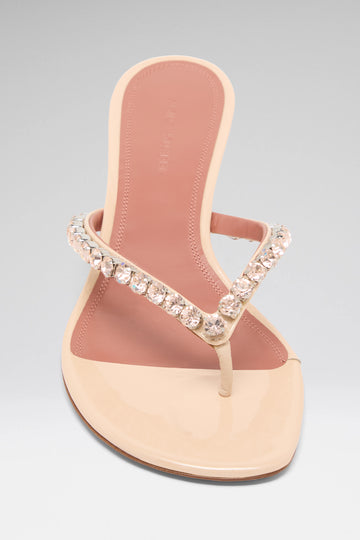 Gigi Thong Sandal 45 Pearly Champagne Patent And Gold Quartz Crystals
