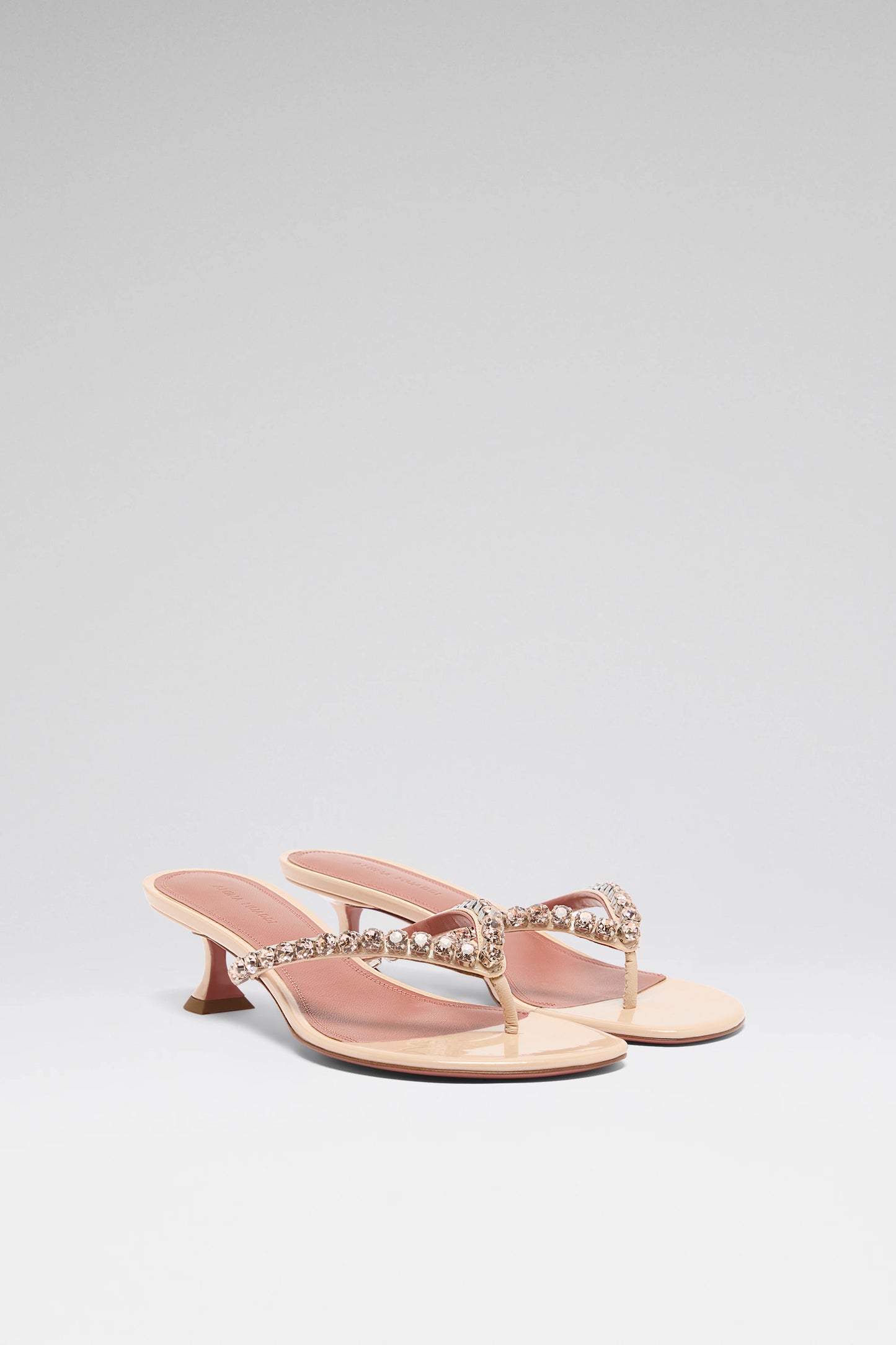 Gigi Thong Sandal 45 Pearly Champagne Patent And Gold Quartz Crystals