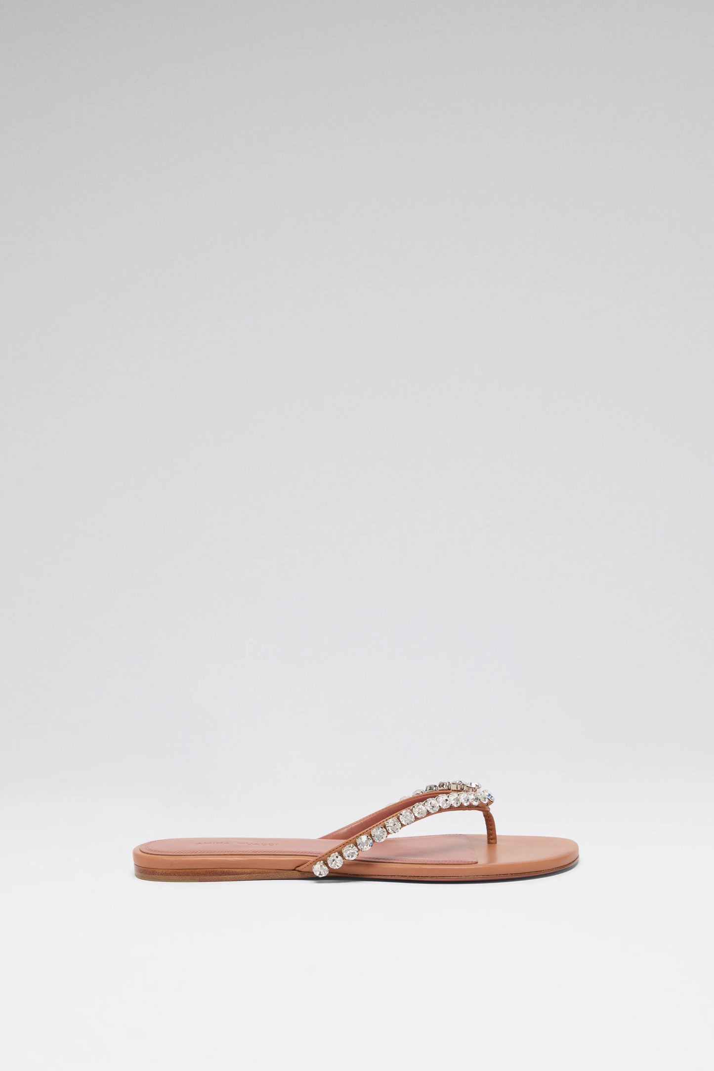 Gigi Thong Flats Latte Nappa And White Crystals