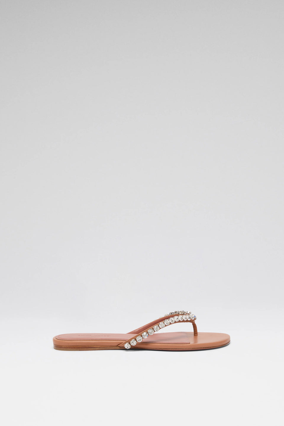 Gigi Thong Flats Latte Nappa And White Crystals