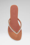 Gigi Thong Flats Latte Nappa And White Crystals