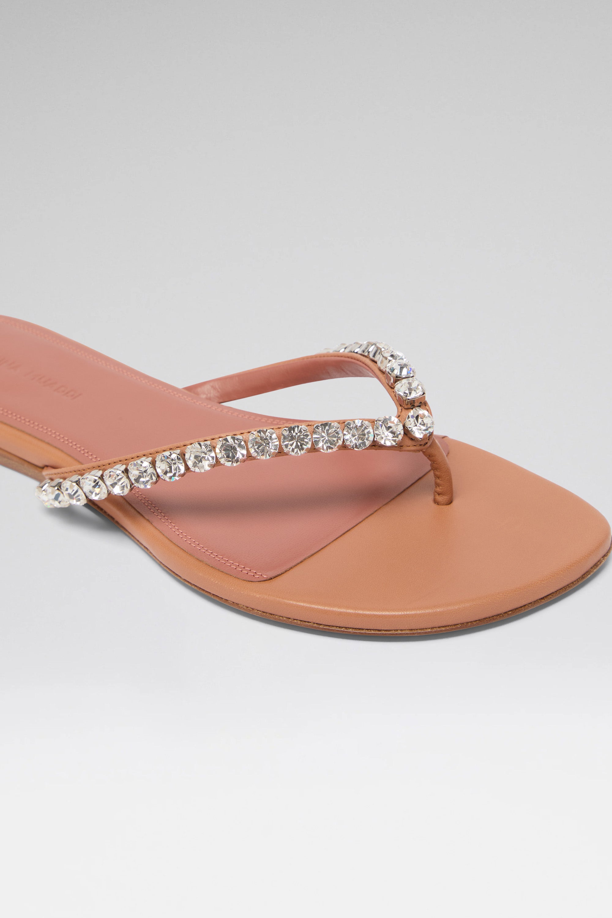 Gigi Latte Nappa Thong Flats | Amina Muaddi Luxury Shoes for Women