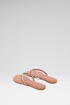 Gigi Thong Flats Latte Nappa And White Crystals
