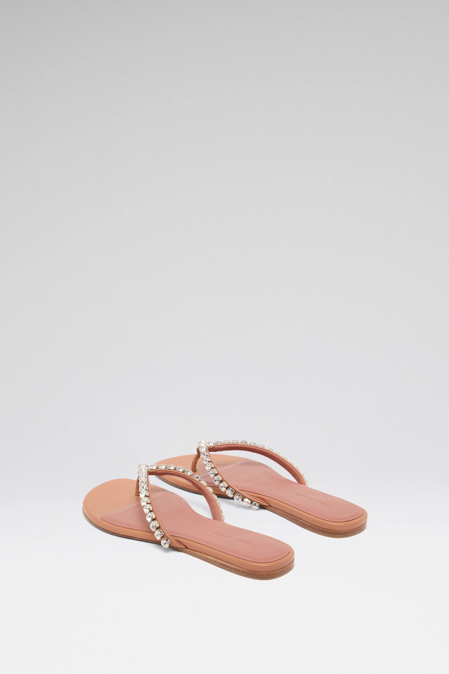Gigi Thong Flats Latte Nappa And White Crystals