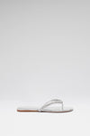 Gigi Thong Flats Silver Mirror And White Crystals