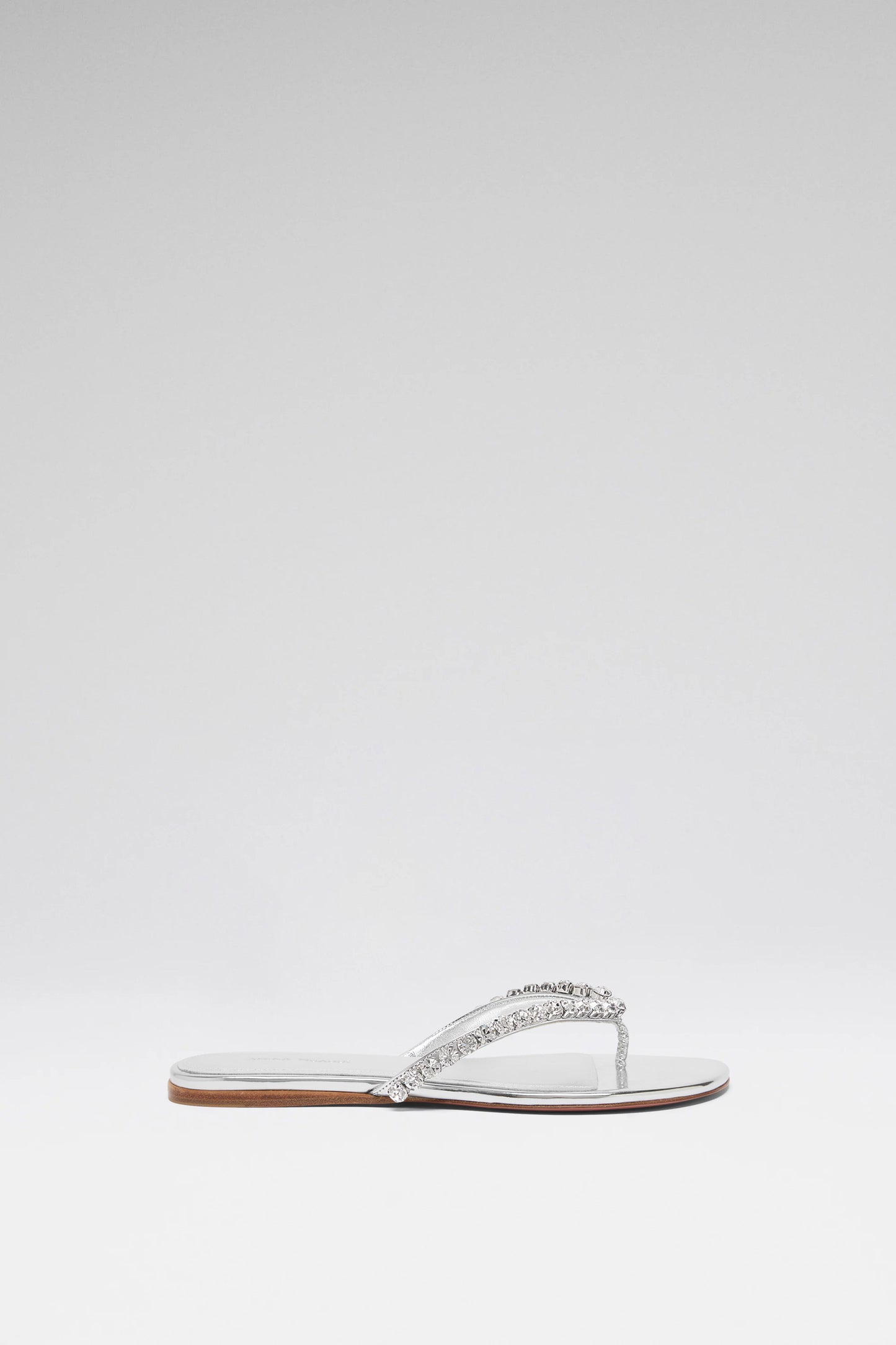 Gigi Thong Flats Silver Mirror And White Crystals