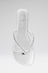 Gigi Thong Flats Silver Mirror And White Crystals
