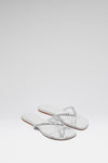 Gigi Thong Flats Silver Mirror And White Crystals