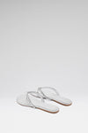 Gigi Thong Flats Silver Mirror And White Crystals