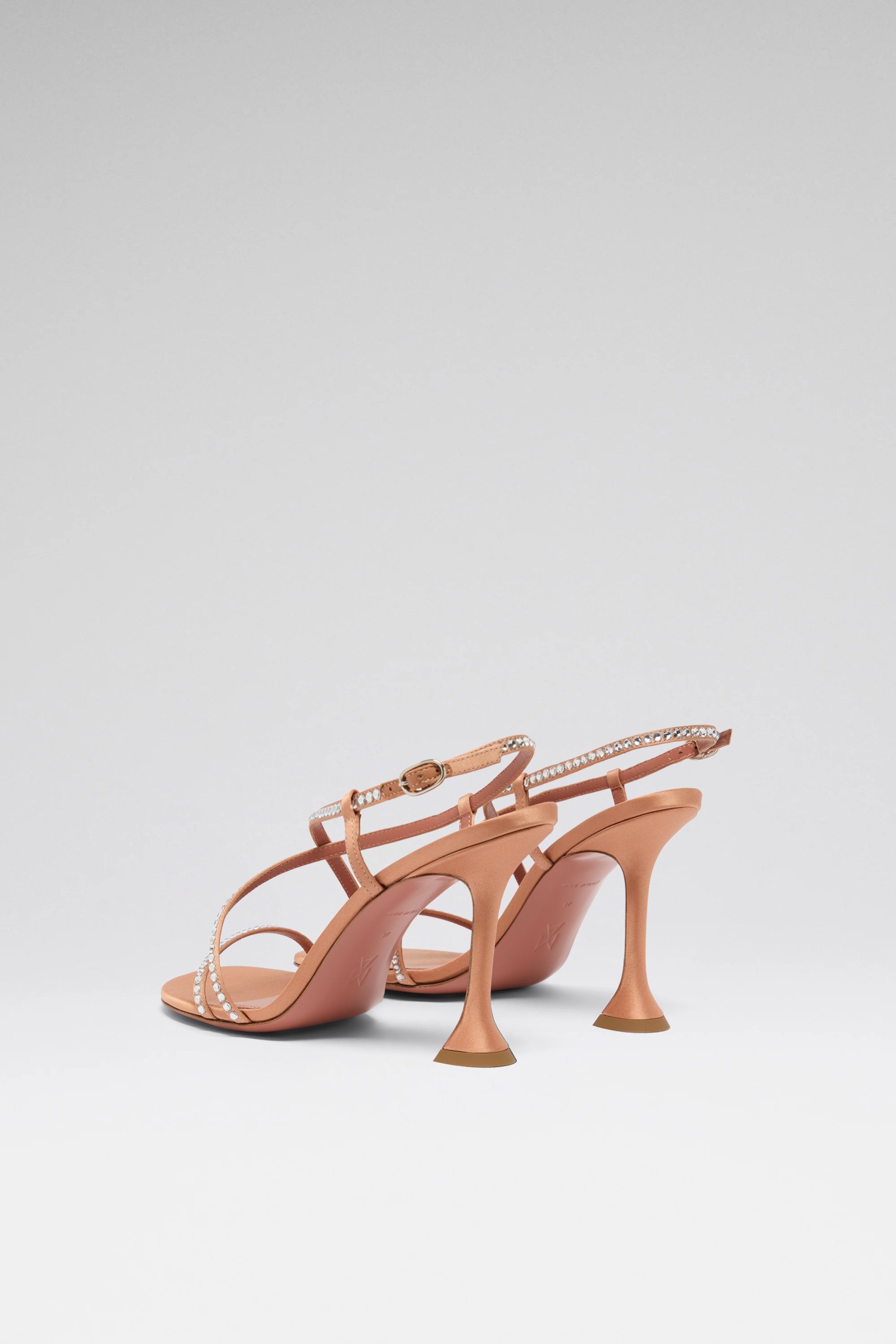 Sally 95 Latte Satin Sandals | Amina Muaddi Luxury Shoes for Women