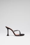 Sally Slipper 95 Black Satin And White Crystals
