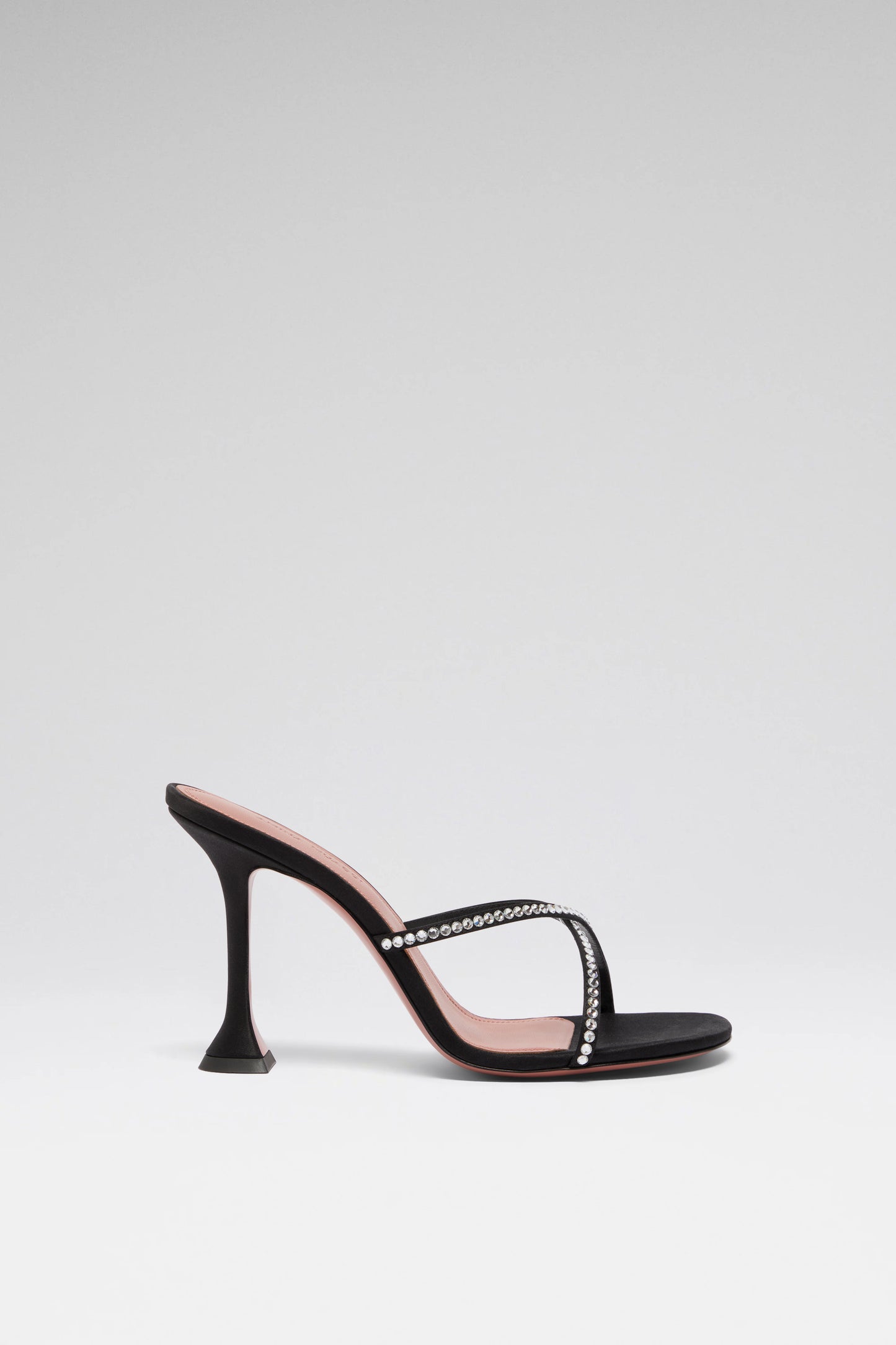 Sally Slipper 95 Black Satin And White Crystals