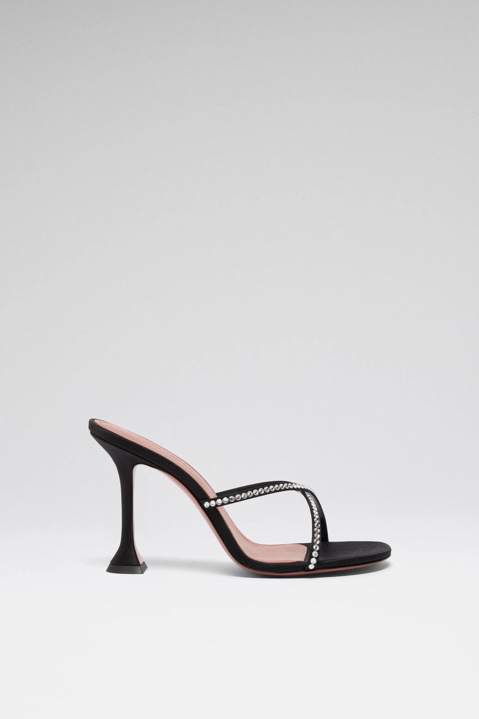 Sally Slipper 95 Black Satin And White Crystals