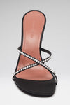 Sally Slipper 95 Black Satin And White Crystals