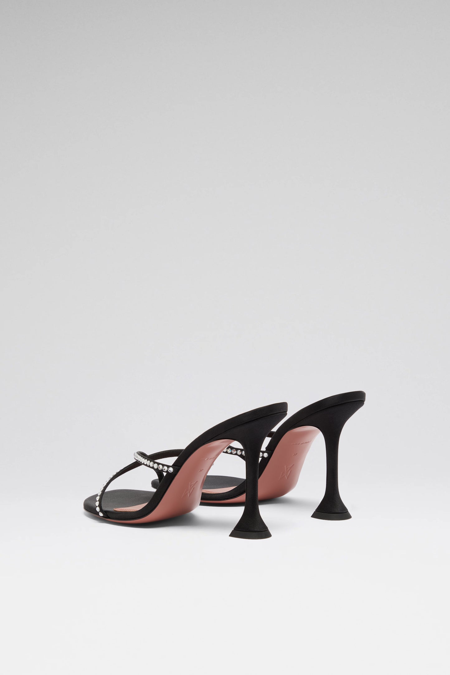 Sally Slipper 95 Black Satin And White Crystals