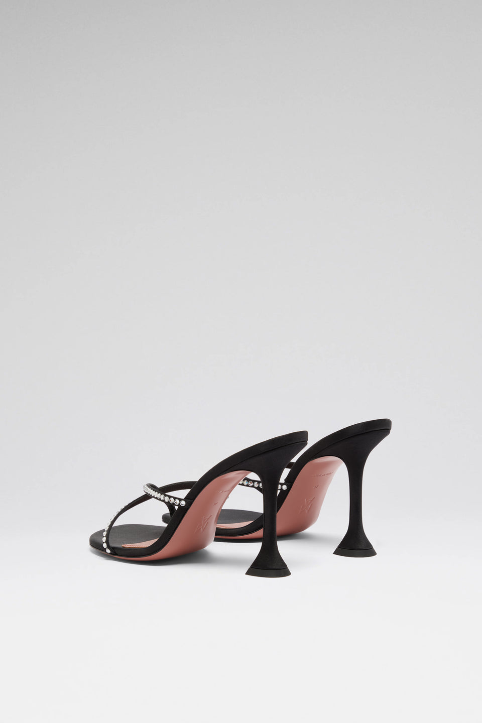 Sally Slipper 95 Black Satin And White Crystals
