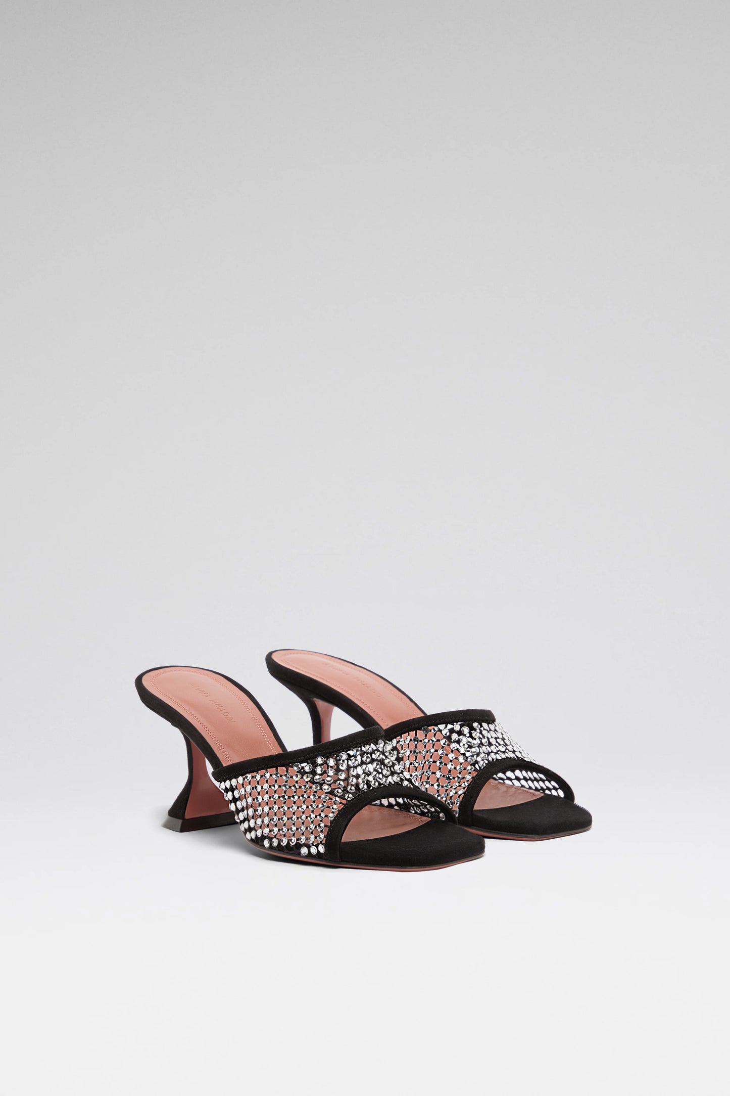 Lupita Crystal Net Slipper 70 Black Suede And White Crystals