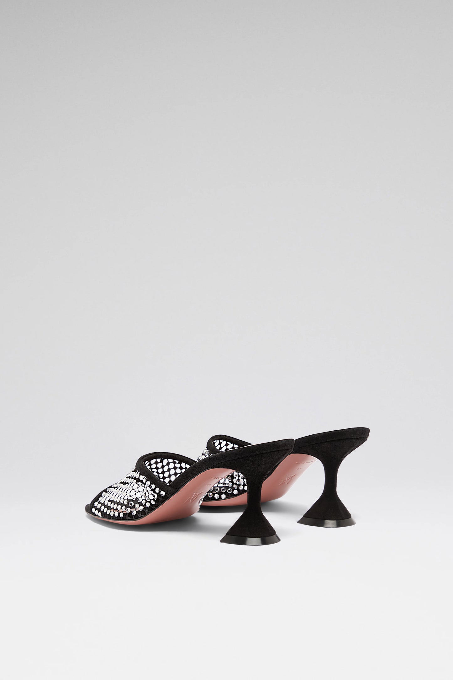 Lupita Crystal Net Slipper 70 Black Suede And White Crystals
